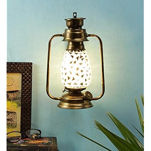 devansh golden mosaic glass lantern wall mounted lamp multicolor