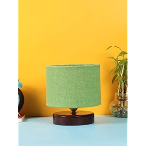 devansh green jute table lamp with wood brown base