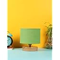 Devansh Green Jute Shade Lamp with Natural Wood Base for Decoration/Office/Home/Gifting/Study for Office/Home/Gifting -(7x7x7) Inches -