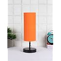 Devansh Iron Table lamp with Orange Cotton Shade (07)