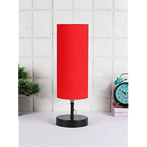 devansh iron table lamp with red cotton shade 06