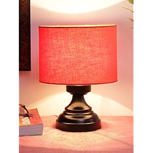 devansh j156 orange cotton shade lamp with black base