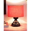 Devansh J156, Orange Cotton Shade lamp with Black Base