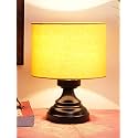 Devansh J157, Yellow Cotton Shade lamp with Black Base