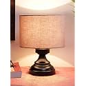 Devansh J158, Grey Cotton Shade lamp with Black Base