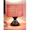 Devansh J161, Pink Jute Shade lamp with Black Base