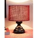 Devansh J162, Maroon Jute Shade lamp with Black Base