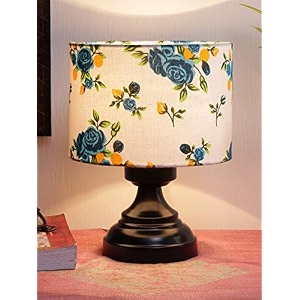 devansh j164 multicolor cotton shade lamp with black base