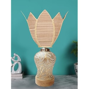 devansh lotus bamboo shade lamp with wood amp mosaic glass base for decorationofficehomegiftingstudy for officehomegifting -12x12x1925 inches -
