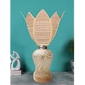 Devansh Lotus Bamboo Shade Lamp with Wood & Mosaic Glass Base for Decoration/Office/Home/Gifting/Study for Office/Home/Gifting -(12x12x19.25) Inches -