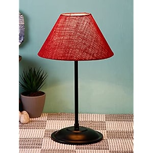 devansh mahroon jute jute table lamp with black base