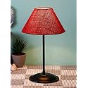 Devansh Mahroon Jute Jute Table Lamp with Black Base