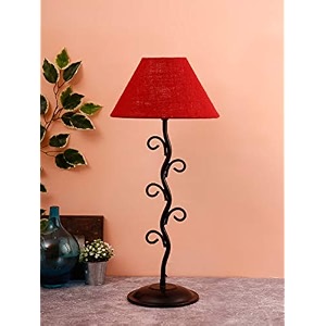devansh maroon jute abstract table lamp
