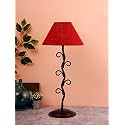 Devansh Maroon Jute Abstract Table lamp