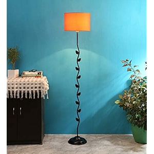 devansh metal floor standing lamp with base and shade orange pack of 1 floor lamp stand1 base 1 shade