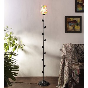 devansh mosaic glass leaf floor lamp
