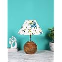 Devansh Multicolor Cotton with Natural Wood Table Lamp -1