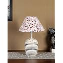Devansh Multicolor Cotton with White Brushed Wood Table Lamp -3