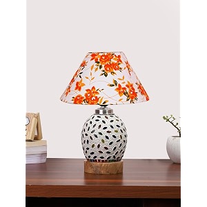 devansh multicolor table lamp  artistic mosaic glass with sturdy wood base  decorative ambient light for home dcor  perfect blend of modern amp traditional style - model dg289