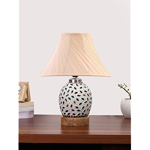 devansh multicolor table lamp  artistic mosaic glass with sturdy wood base  decorative ambient light for home dcor  perfect blend of modern amp traditional style - model dg294