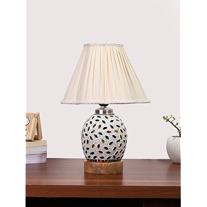 devansh multicolor table lamp  artistic mosaic glass with sturdy wood base  decorative ambient light for home dcor  perfect blend of modern amp traditional style - model dg300