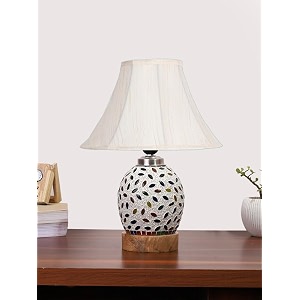 devansh multicolor table lamp  artistic mosaic glass with sturdy wood base  decorative ambient light for home dcor  perfect blend of modern amp traditional style - model dg291
