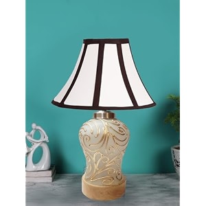 devansh multicolored cotton shade lamp with wood amp mosaic base for decorationofficehomegiftingstudy for officehomegifting -12x12x16 inches -