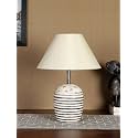 Devansh Off-White Cotton with White Brushed Wood Table Lamp