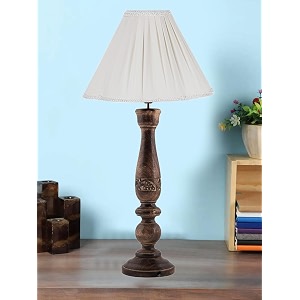 devansh off white vinatge cotton shade lamp with wood base for decorationofficehomegiftingstudy for officehomegifting -12x12x2075 inches -