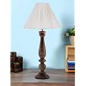 Devansh Off White Vinatge Cotton Shade Lamp with Wood Base for Decoration/Office/Home/Gifting/Study for Office/Home/Gifting -(12x12x20.75) Inches -