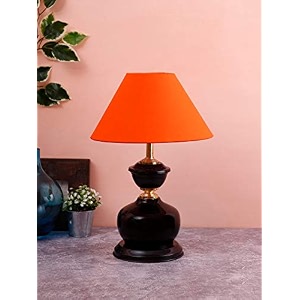 devansh orange cotton table lamp with black base