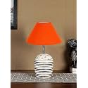 Devansh Orange Cotton with White Brushed Wood Table Lamp