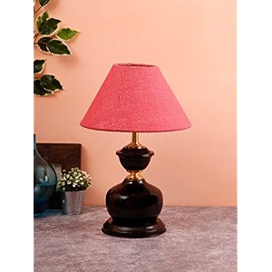 devansh pink jute table lamp with black base