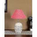Devansh Pink Jute with White Brushed Wood Table Lamp