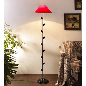 devansh red cotton leaf floor lamp
