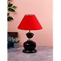 Devansh Red Cotton Table lamp with Black Base
