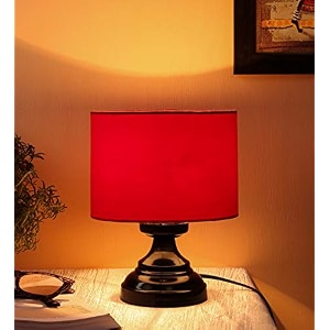 devansh red cotton table lamp