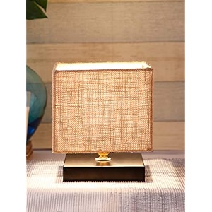 devansh square beige jute shade table lamp with iron base