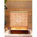 Devansh Square Beige Jute Shade Table Lamp with Wood Base