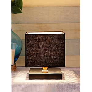 devansh square black cotton shade table lamp with iron base