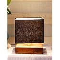 Devansh Square Black Cotton Shade Table Lamp with Wood Base