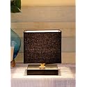 Devansh Square Black Cotton Shade Table Lamp with Iron Base