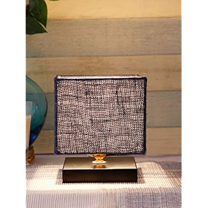 devansh square blue jute shade table lamp with iron base
