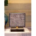 Devansh Square Blue Jute Shade Table Lamp with Iron Base