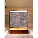 Devansh Square Blue Jute Shade Table Lamp with Wood Base