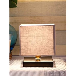 devansh square grey cotton shade table lamp with iron base