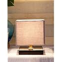 Devansh Square Grey Cotton Shade Table Lamp with Iron Base
