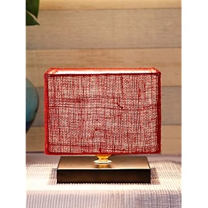 devansh square maroon jute shade table lamp with iron base