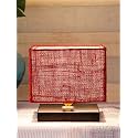 Devansh Square Maroon Jute Shade Table Lamp with Iron Base