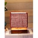 Devansh Square Maroon Jute Shade Table Lamp with Wood Base